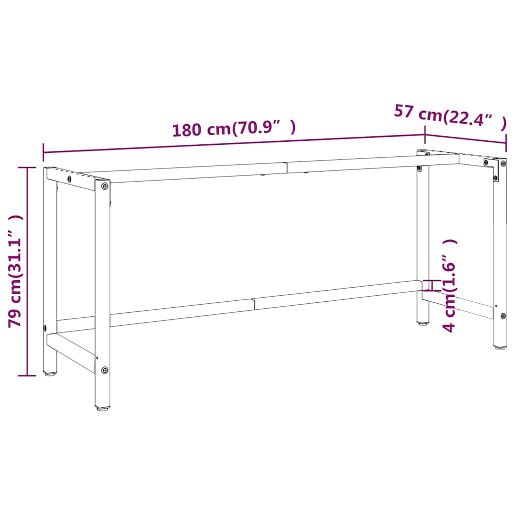 vidaXL Rama do stołu roboczego, czerwono-czarna, 180x57x79 cm, metal
