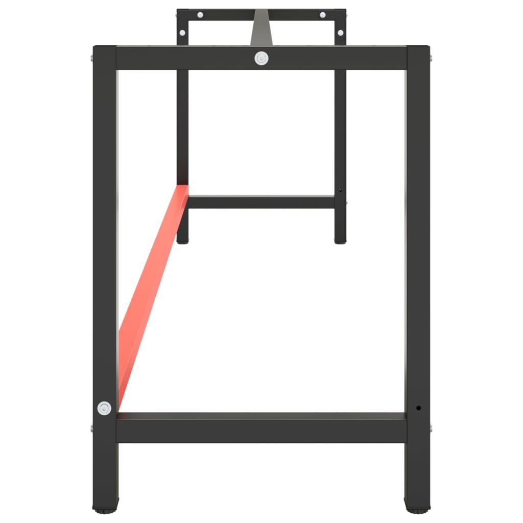 vidaXL Rama do stołu roboczego, czerwono-czarna, 220x57x79 cm, metal