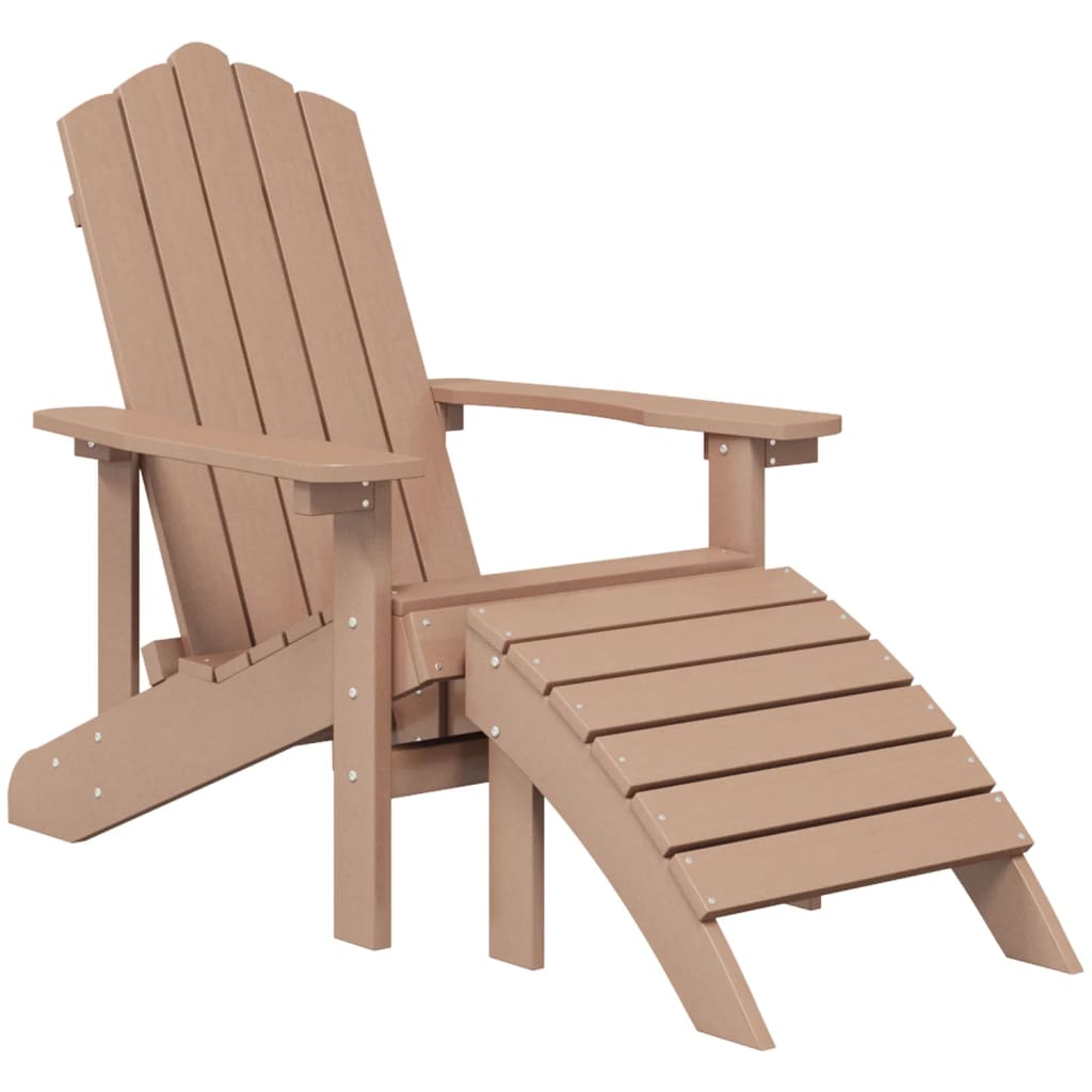 vidaXL Krzesło Adirondack z podnóżkiem, HDPE, brązowe