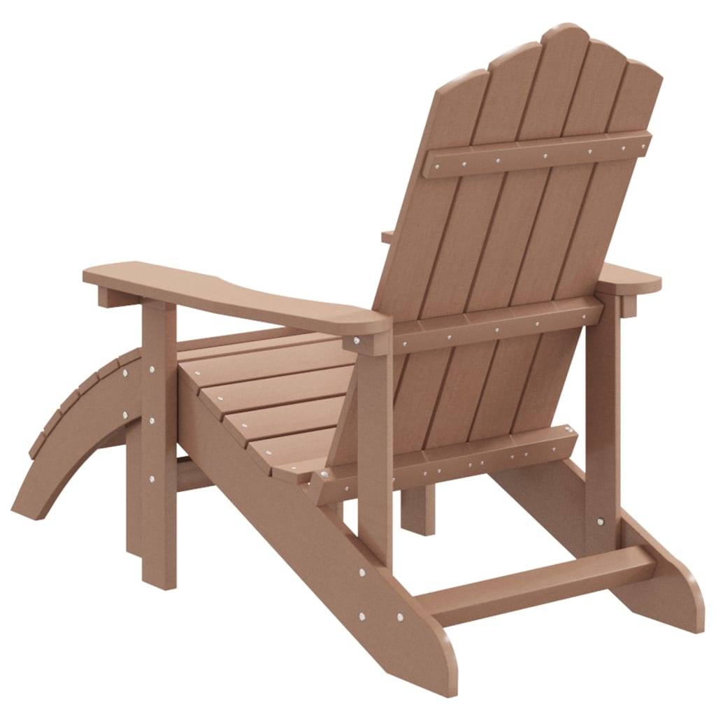 vidaXL Krzesło Adirondack z podnóżkiem, HDPE, brązowe