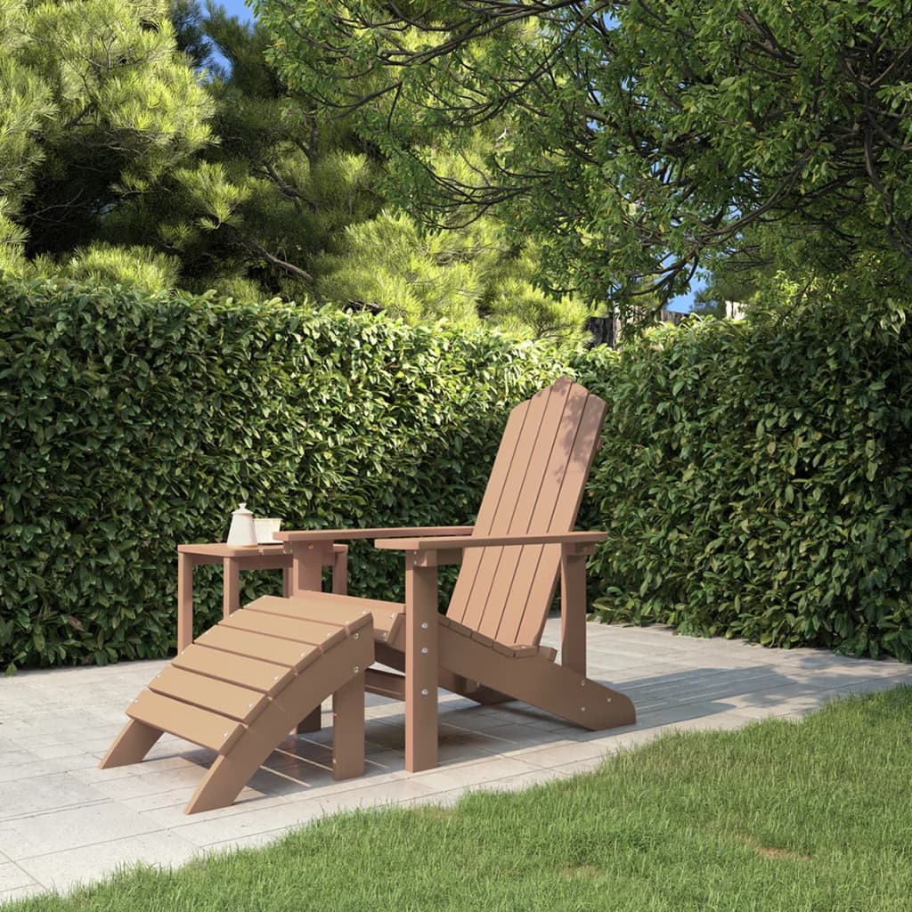 vidaXL Krzesło Adirondack z podnóżkiem, HDPE, brązowe