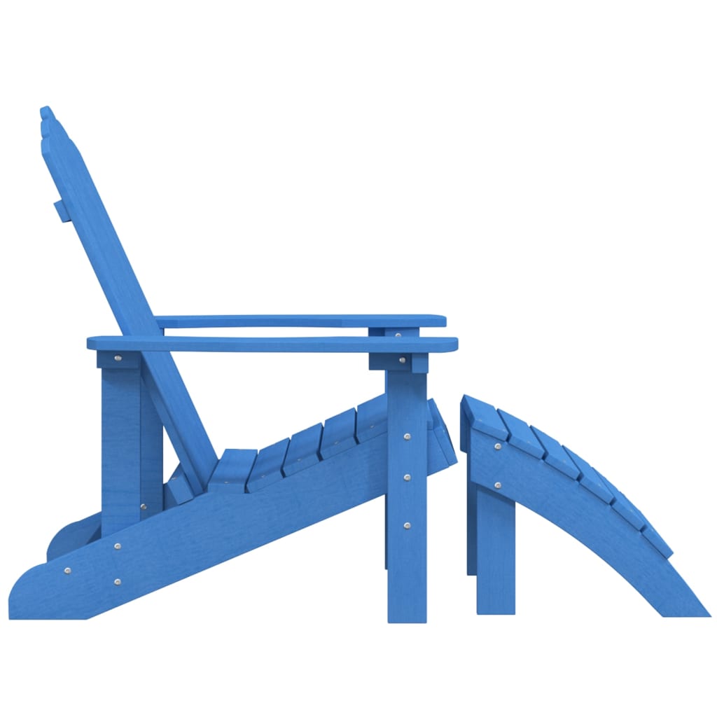 vidaXL Krzesło Adirondack z podnóżkiem, HDPE, morski błękit