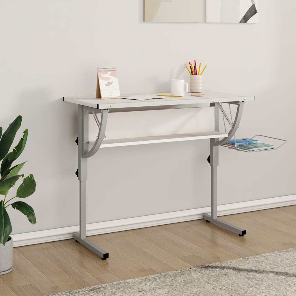 vidaXL Biurko kreślarskie, biało-szare, 110x53x(58-87) cm