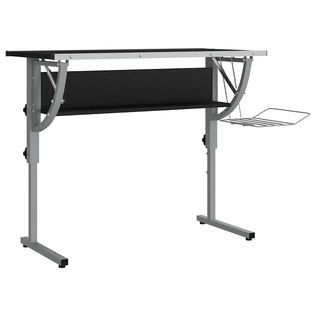 vidaXL Biurko kreślarskie, czarno-szare, 110x53x(58-87) cm