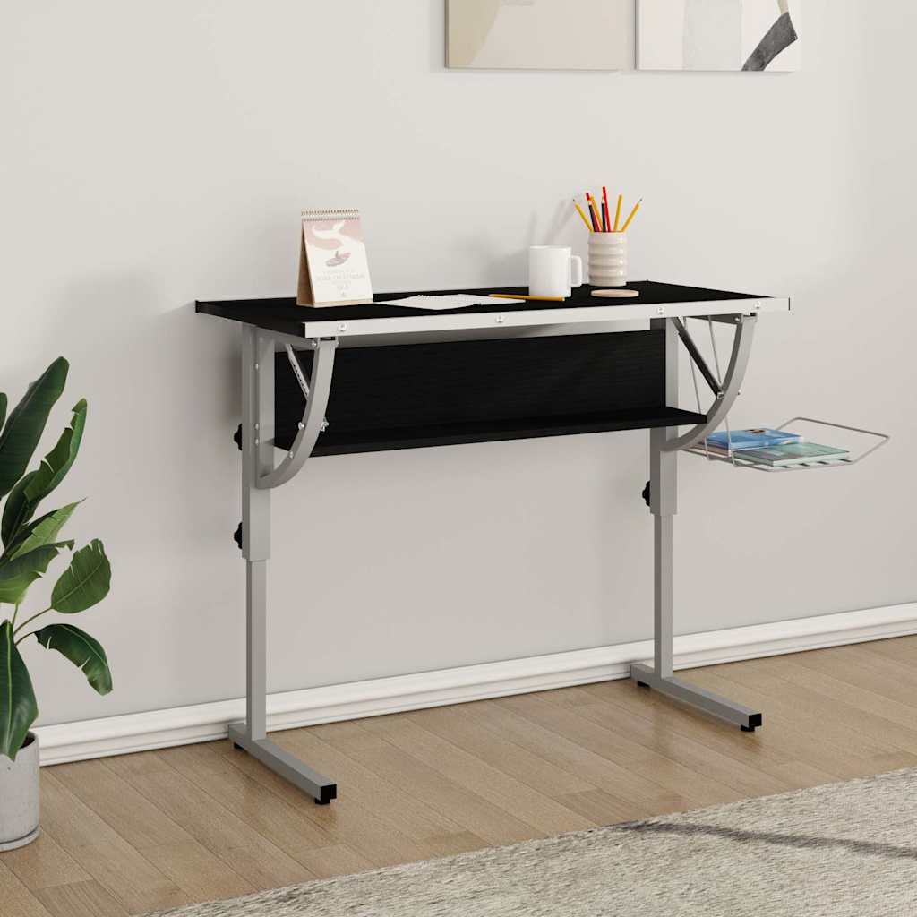 vidaXL Biurko kreślarskie, czarno-szare, 110x53x(58-87) cm