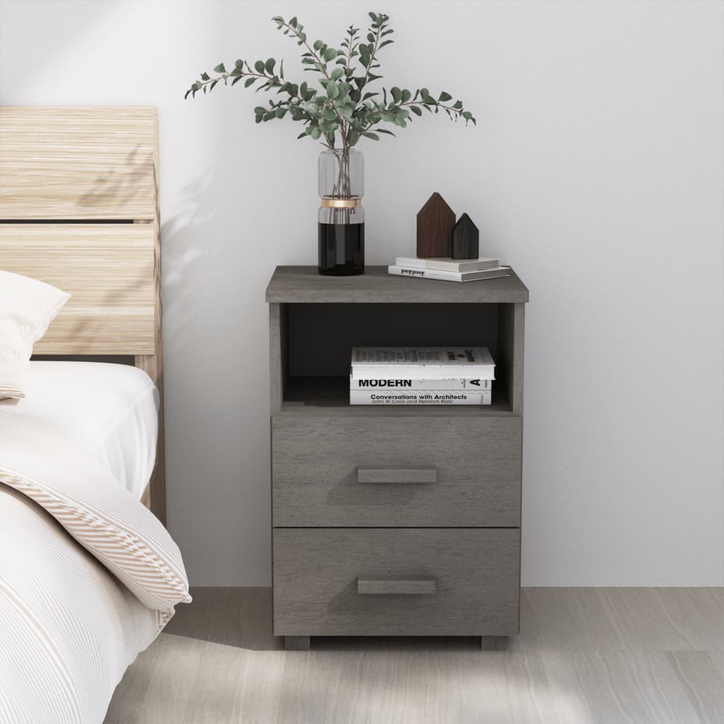 vidaXL Szafka nocna HAMAR, jasnoszara, 40x35x62 cm, drewno sosnowe