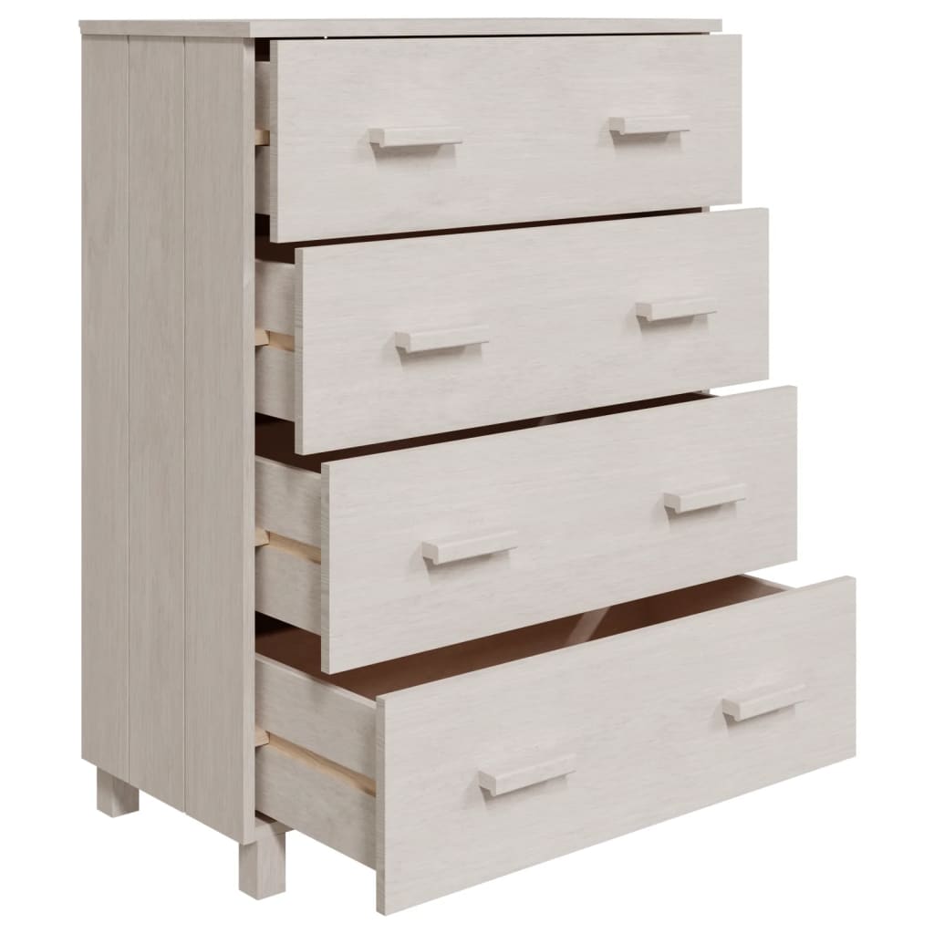 vidaXL Komoda HAMAR, biała, 79x40x103,5 cm, lite drewno sosnowe