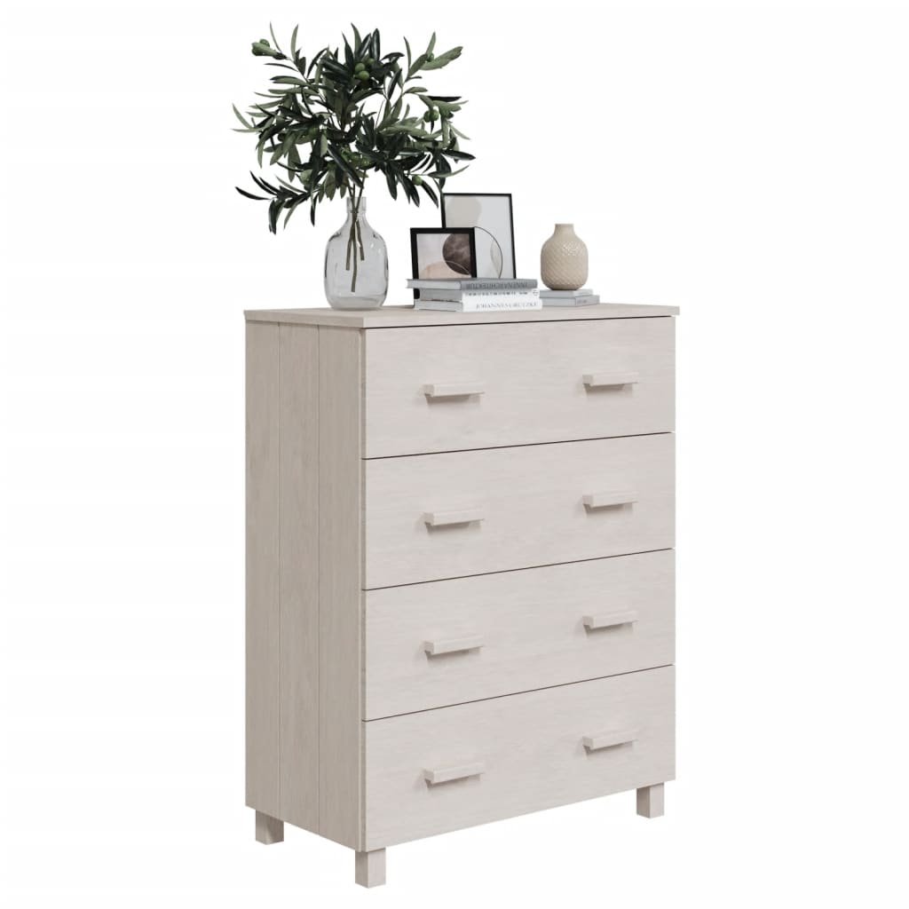 vidaXL Komoda HAMAR, biała, 79x40x103,5 cm, lite drewno sosnowe