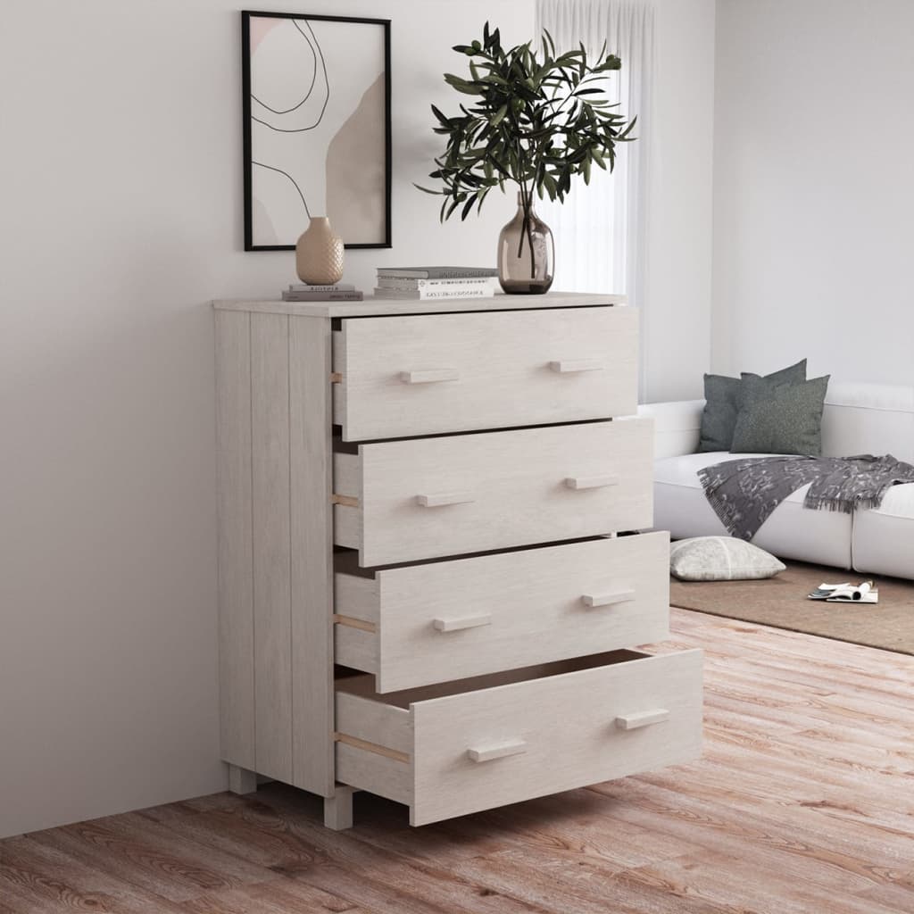 vidaXL Komoda HAMAR, biała, 79x40x103,5 cm, lite drewno sosnowe