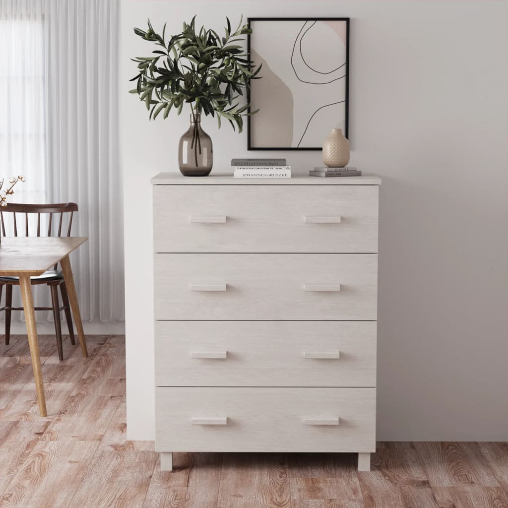 vidaXL Komoda HAMAR, biała, 79x40x103,5 cm, lite drewno sosnowe