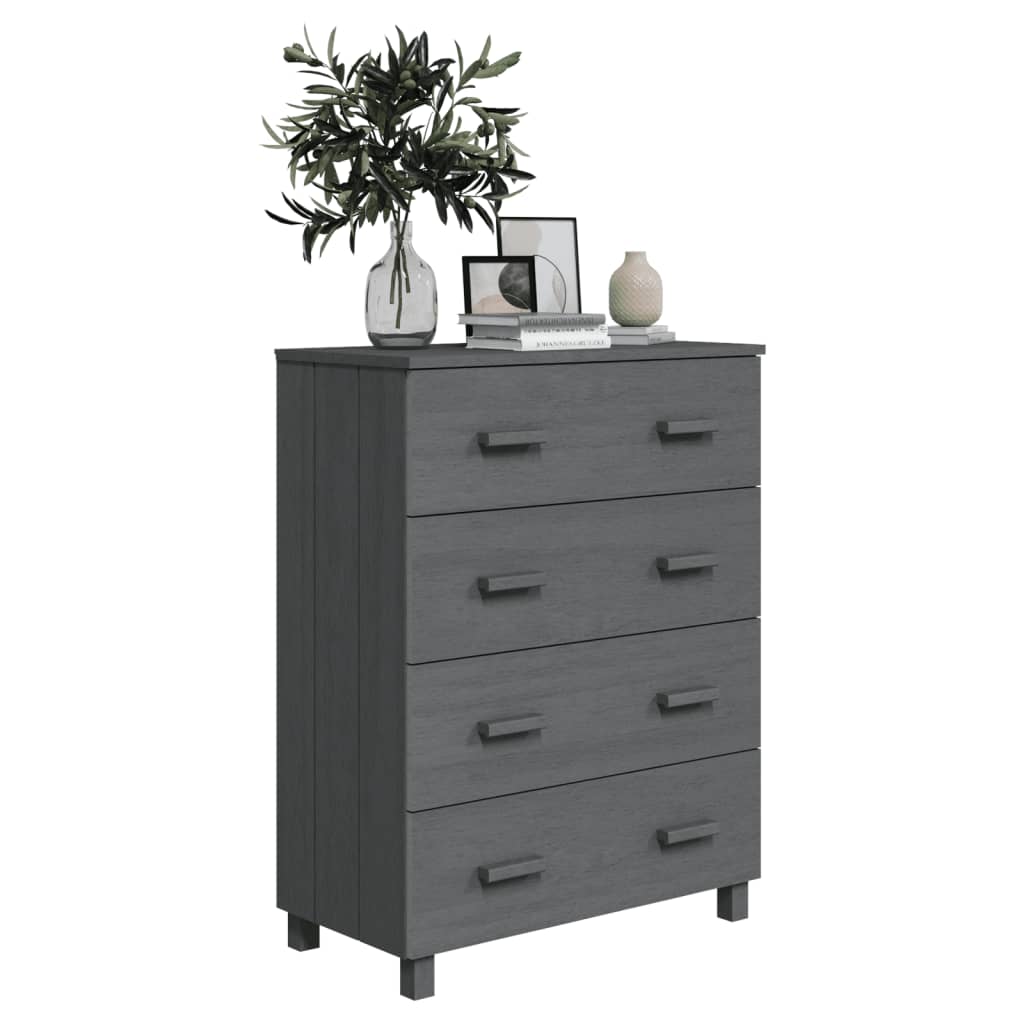 vidaXL Komoda HAMAR, ciemnoszara, 79x40x103,5 cm, lite drewno sosnowe
