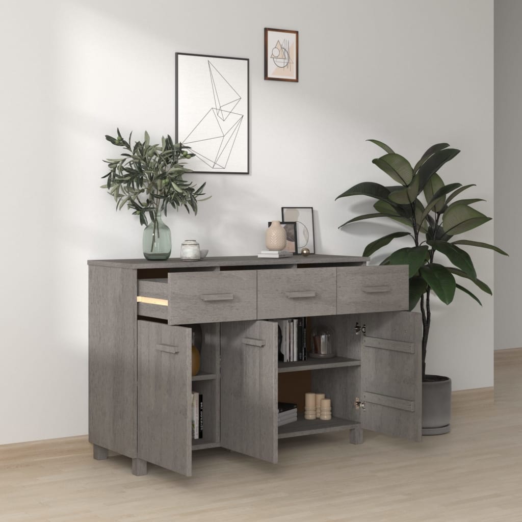 vidaXL Szafka HAMAR, jasnoszara, 113x40x80 cm, lite drewno sosnowe