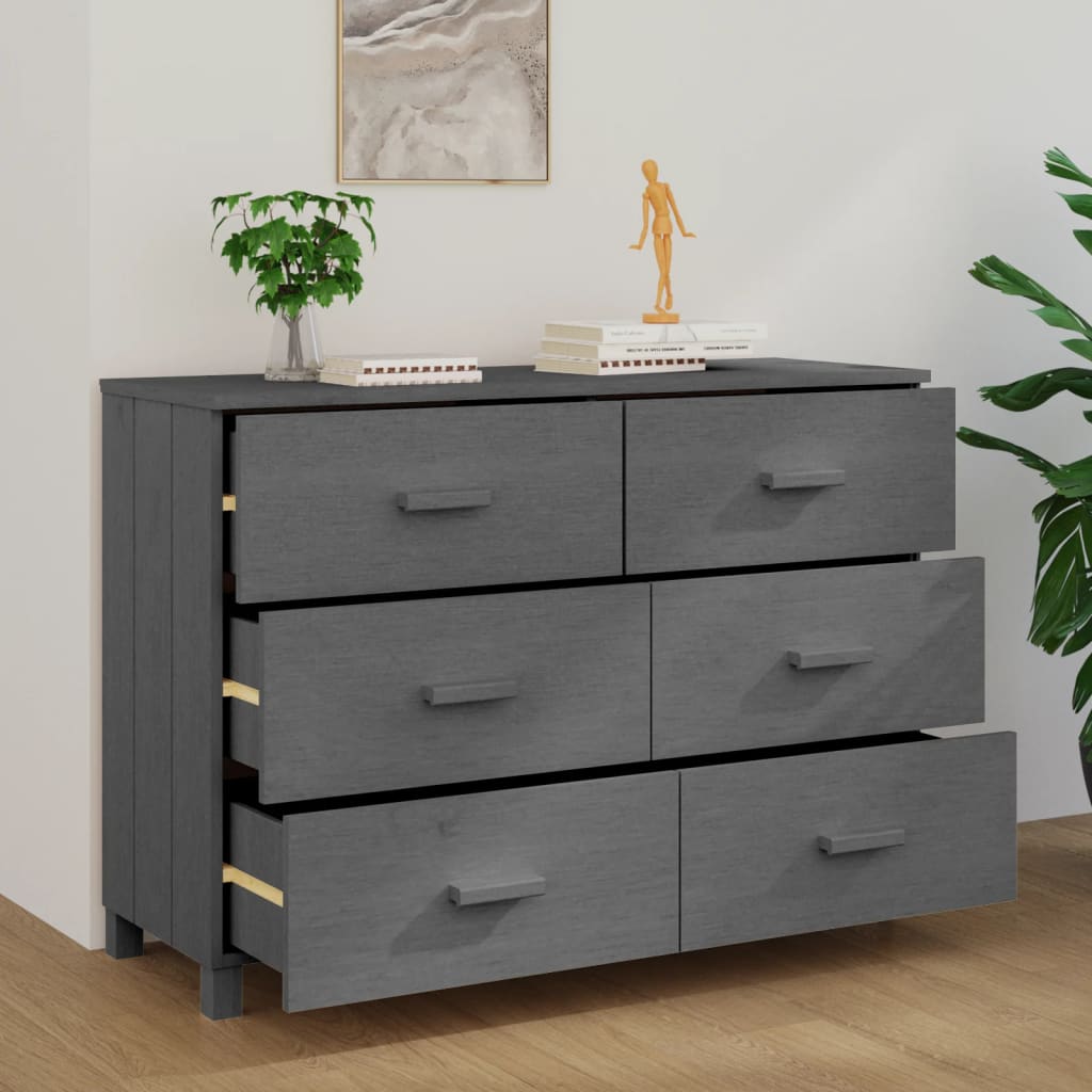 vidaXL Szafka HAMAR, ciemnoszara, 113x40x80 cm, lite drewno sosnowe