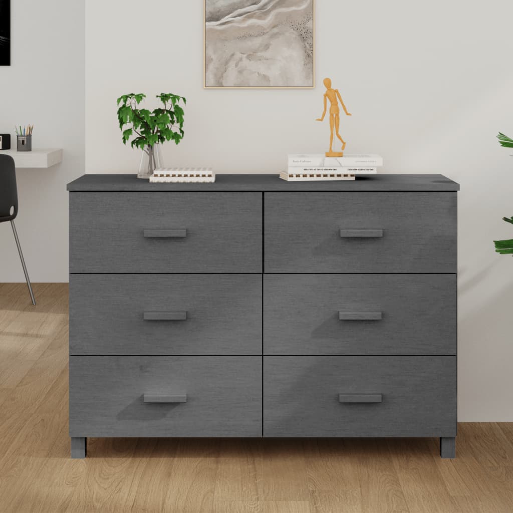 vidaXL Szafka HAMAR, ciemnoszara, 113x40x80 cm, lite drewno sosnowe