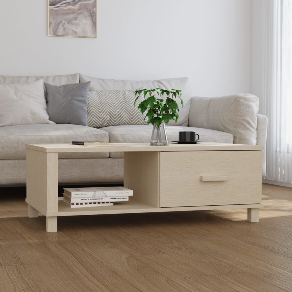 vidaXL Stolik kawowy HAMAR, miodowy brąz, 100x55x35 cm, lita sosna