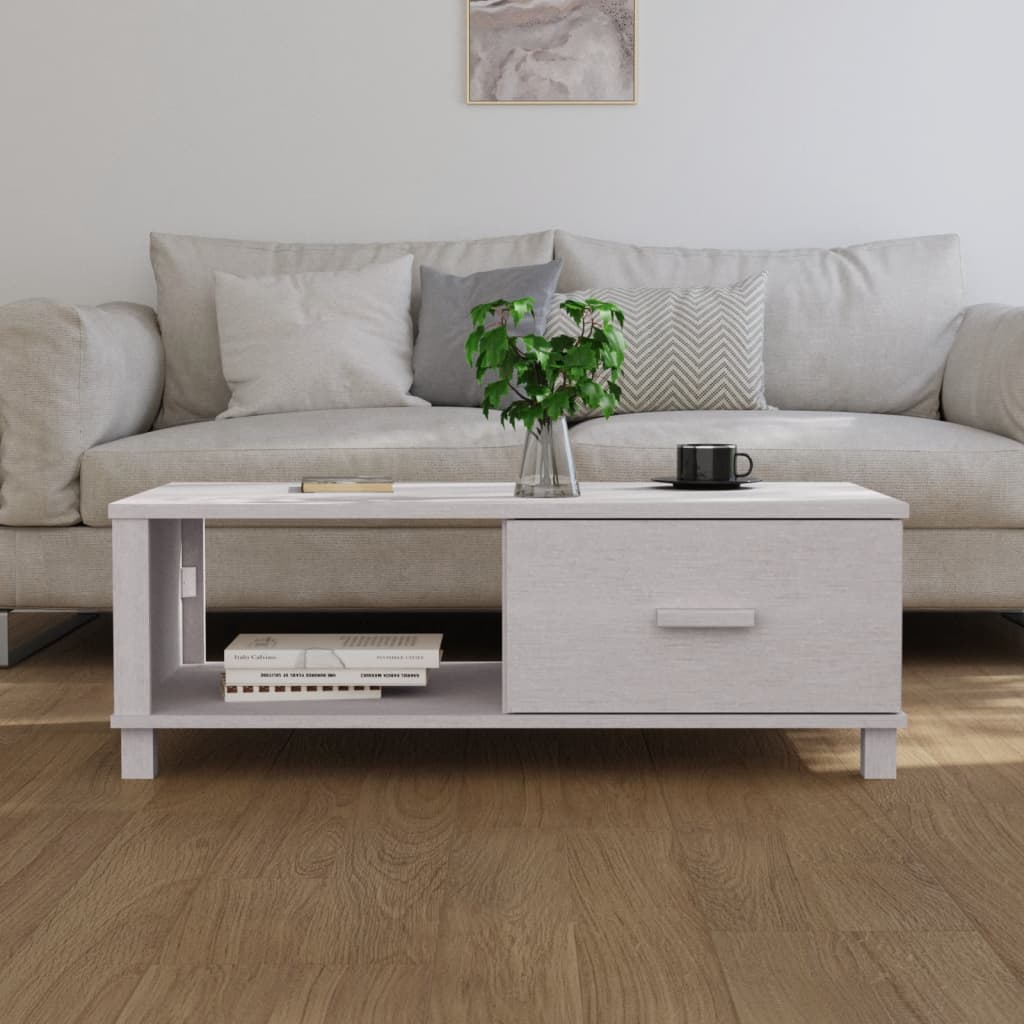 vidaXL Stolik kawowy HAMAR, biały, 100x55x35 cm, drewno sosnowe