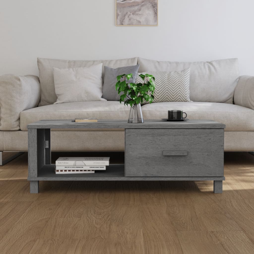 vidaXL Stolik kawowy HAMAR, ciemnoszary, 100x55x35 cm, lita sosna