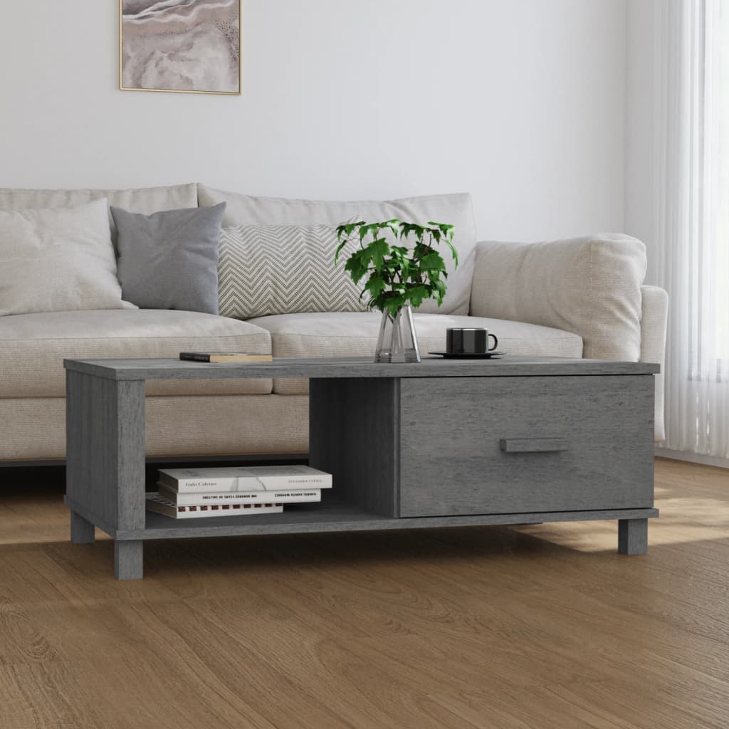 vidaXL Stolik kawowy HAMAR, ciemnoszary, 100x55x35 cm, lita sosna