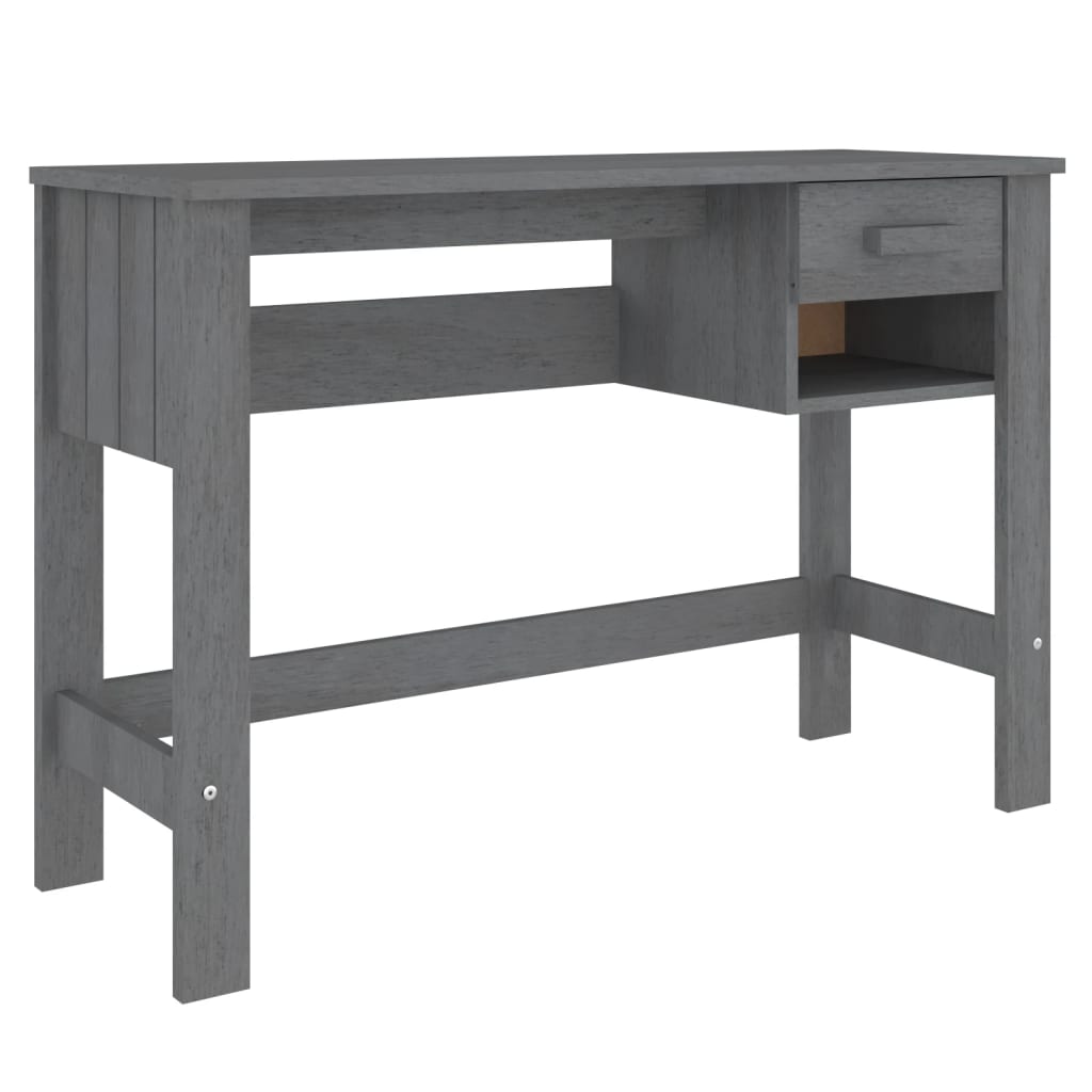 vidaXL Biurko HAMAR, ciemnoszare, 110x40x75 cm, lite drewno sosnowe