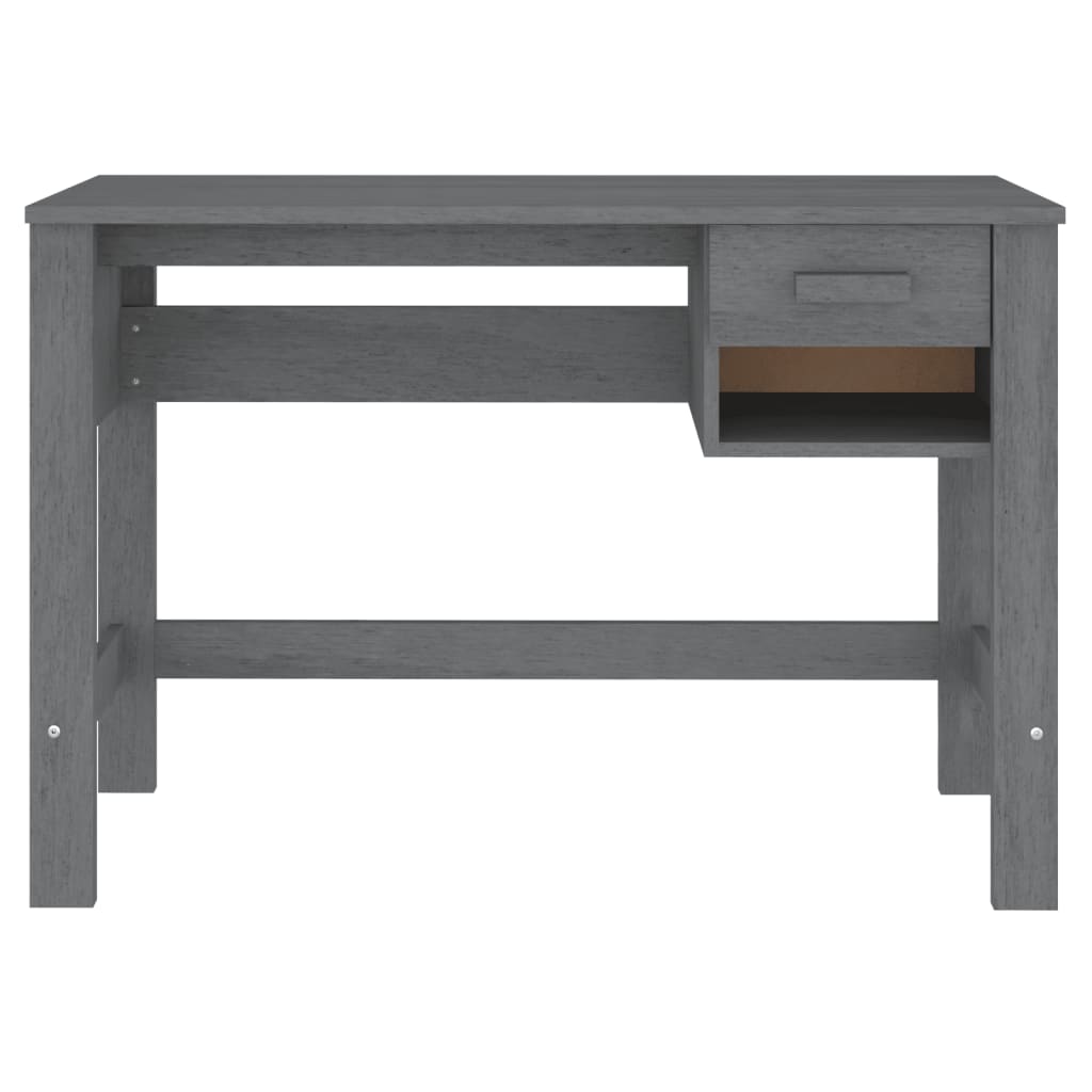 vidaXL Biurko HAMAR, ciemnoszare, 110x40x75 cm, lite drewno sosnowe