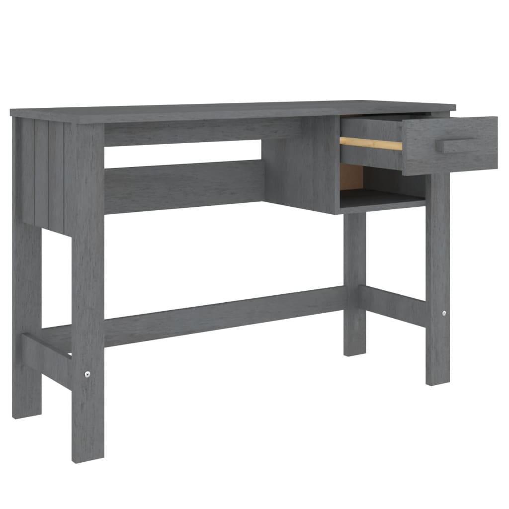 vidaXL Biurko HAMAR, ciemnoszare, 110x40x75 cm, lite drewno sosnowe