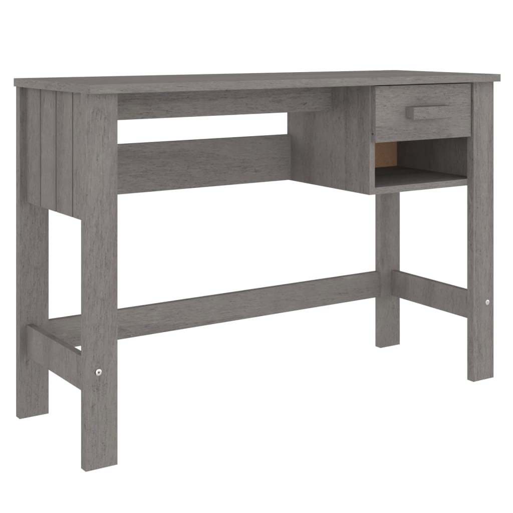 vidaXL Biurko HAMAR, jasnoszare, 110x40x75 cm, lite drewno sosnowe