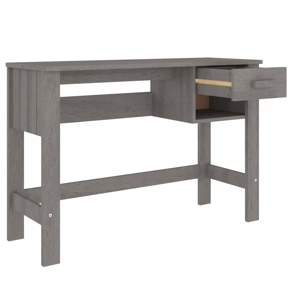 vidaXL Biurko HAMAR, jasnoszare, 110x40x75 cm, lite drewno sosnowe
