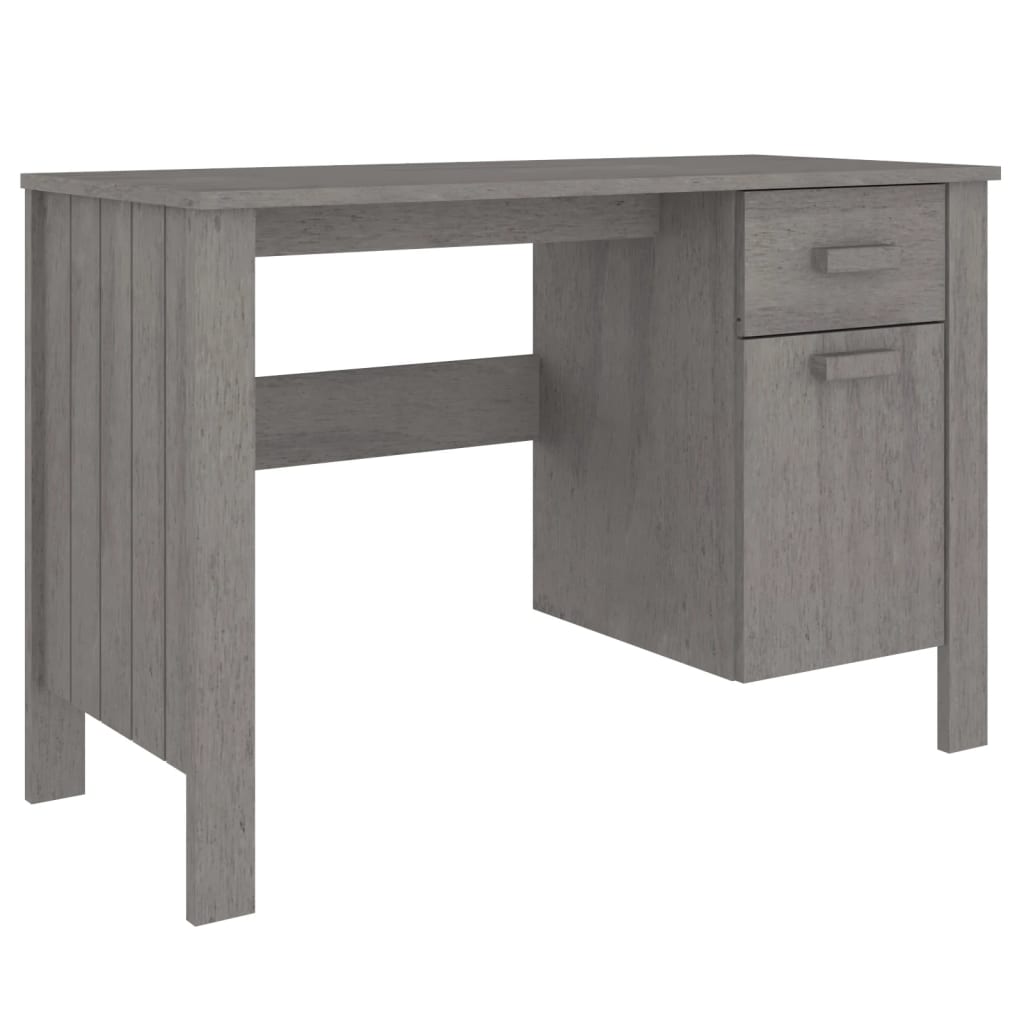 vidaXL Biurko HAMAR, jasnoszare, 113x50x75 cm, lite drewno sosnowe