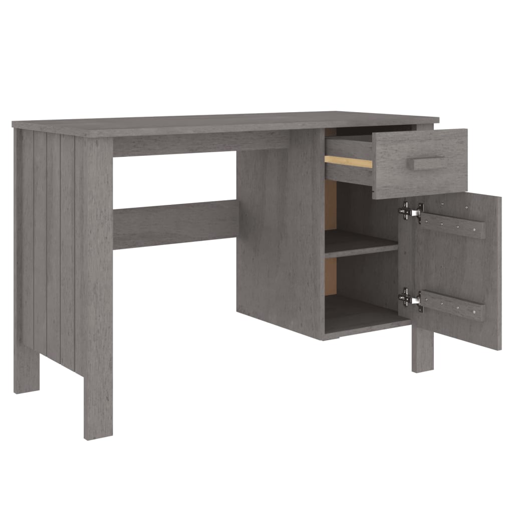 vidaXL Biurko HAMAR, jasnoszare, 113x50x75 cm, lite drewno sosnowe