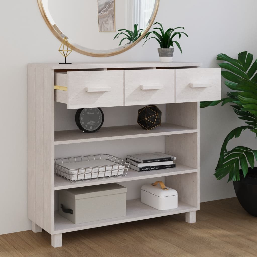 vidaXL Stolik konsolowy HAMAR, biały, 90x35x90 cm, lite drewno sosnowe