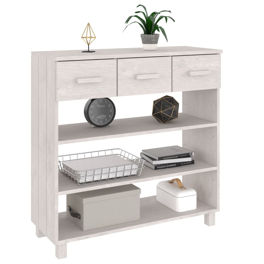 vidaXL Stolik konsolowy HAMAR, biały, 90x35x90 cm, lite drewno sosnowe