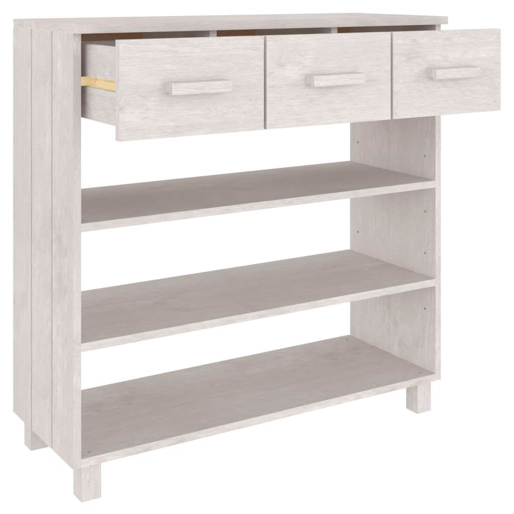 vidaXL Stolik konsolowy HAMAR, biały, 90x35x90 cm, lite drewno sosnowe