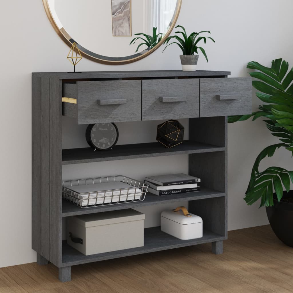 vidaXL Stolik konsolowy HAMAR, ciemnoszary, 90x35x90 cm, lita sosna