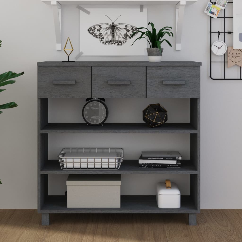 vidaXL Stolik konsolowy HAMAR, ciemnoszary, 90x35x90 cm, lita sosna