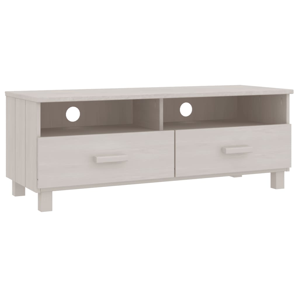 vidaXL Szafka pod TV HAMAR, biała, 106x40x40 cm, lite drewno sosnowe
