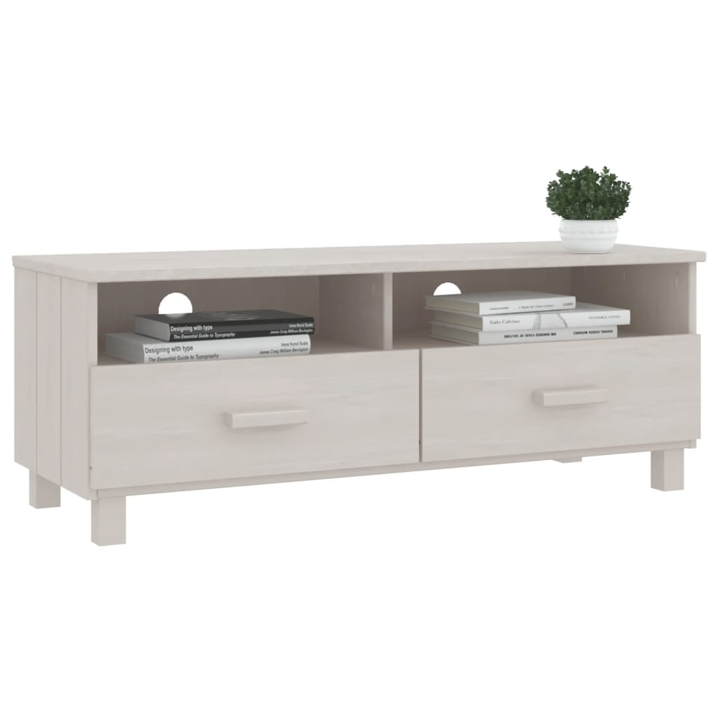 vidaXL Szafka pod TV HAMAR, biała, 106x40x40 cm, lite drewno sosnowe