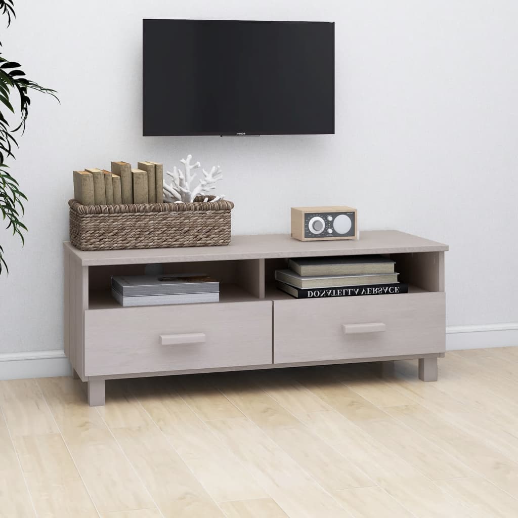 vidaXL Szafka pod TV HAMAR, biała, 106x40x40 cm, lite drewno sosnowe