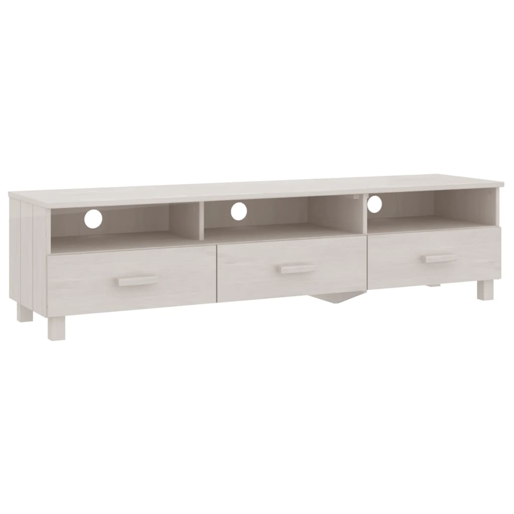 vidaXL Szafka pod TV HAMAR, biała, 158x40x40 cm, lite drewno sosnowe