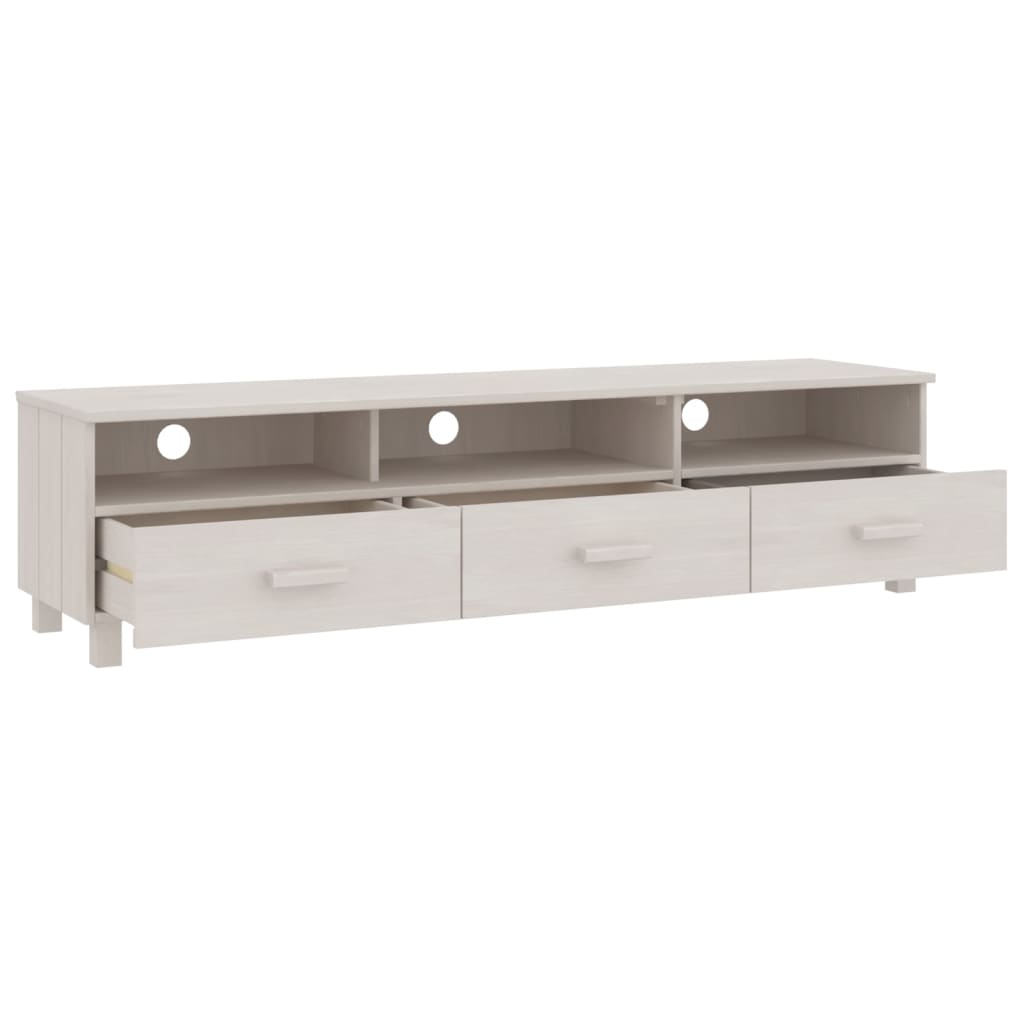vidaXL Szafka pod TV HAMAR, biała, 158x40x40 cm, lite drewno sosnowe