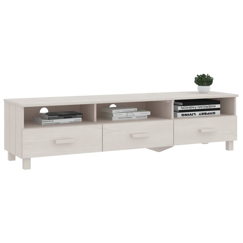 vidaXL Szafka pod TV HAMAR, biała, 158x40x40 cm, lite drewno sosnowe
