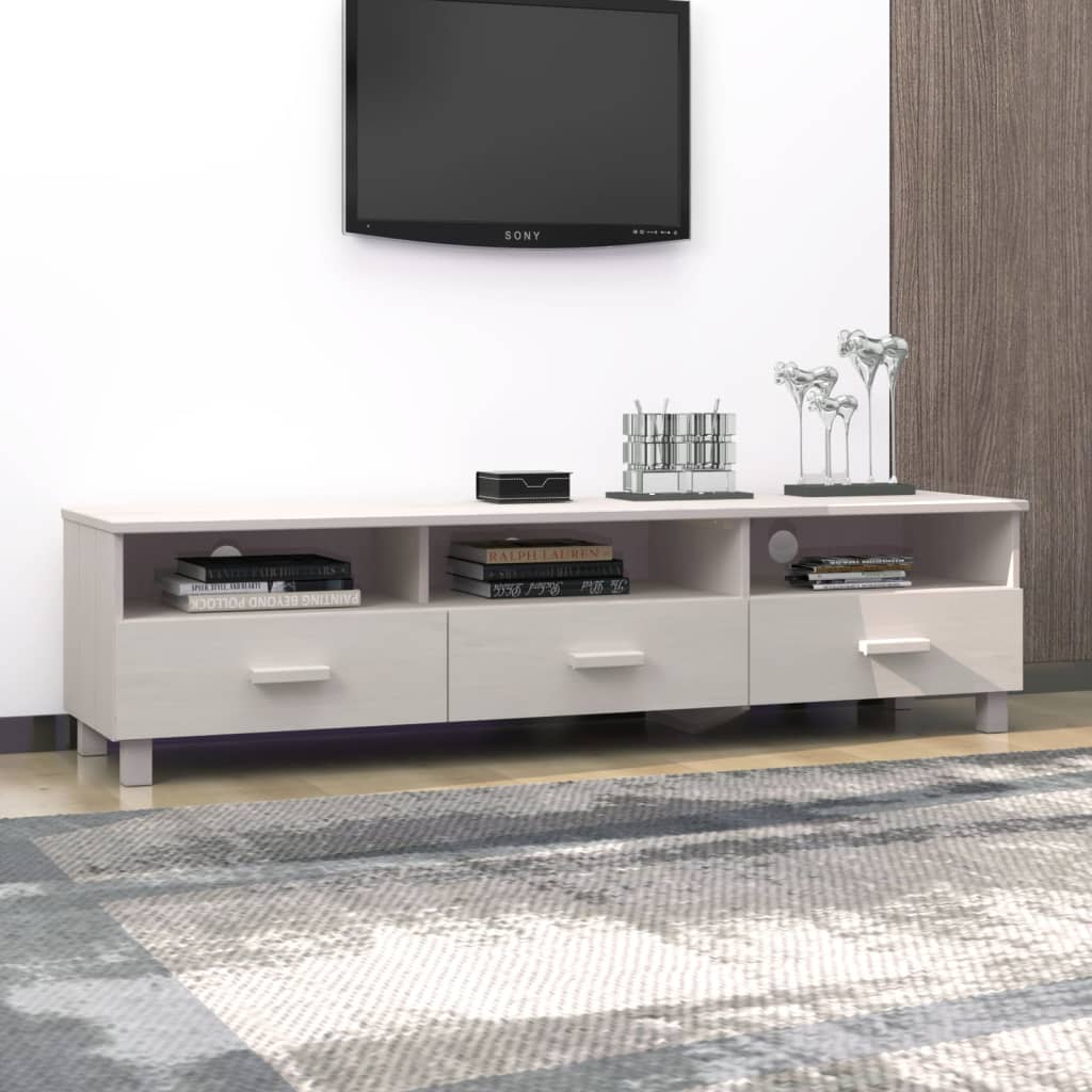 vidaXL Szafka pod TV HAMAR, biała, 158x40x40 cm, lite drewno sosnowe