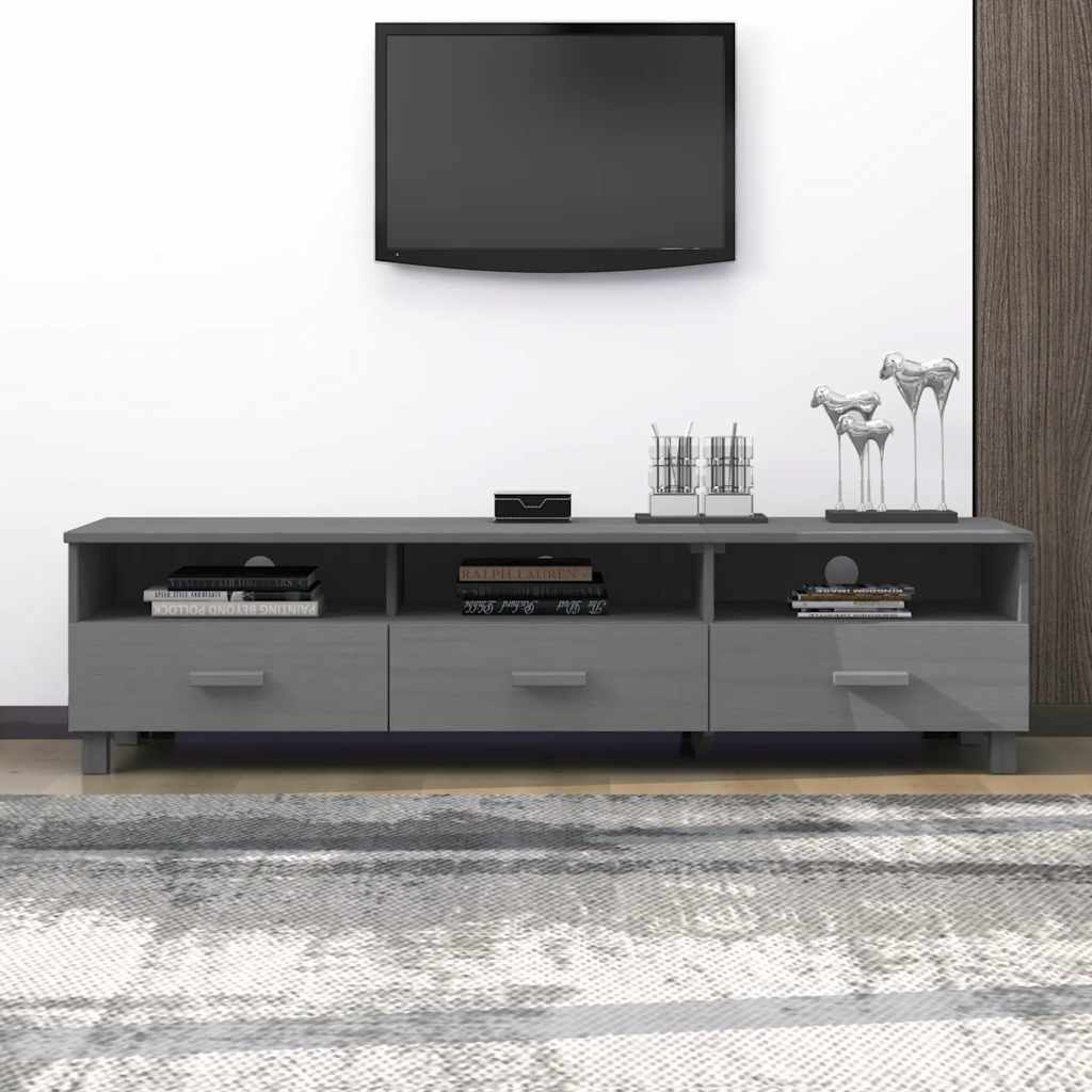 vidaXL Szafka pod TV HAMAR, ciemnoszara, 158x40x40 cm, drewno sosnowe