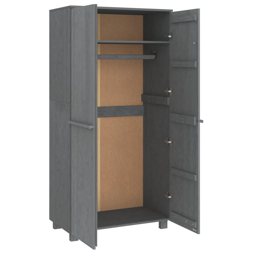 vidaXL Szafa HAMAR, ciemnoszara, 89x50x180 cm, drewno sosnowe