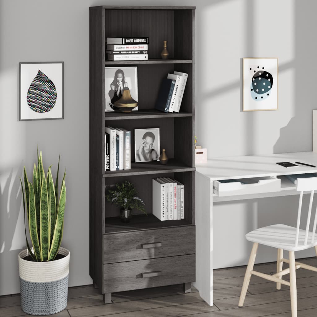 vidaXL Regał HAMAR, jasnoszary, 60x35x180 cm, lite drewno sosnowe