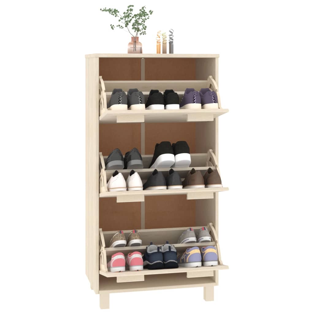 vidaXL Szafka na buty HAMAR, miodowy brąz, 59,5x35x117 cm, lita sosna