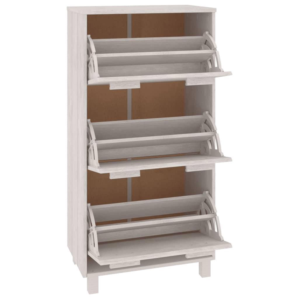 vidaXL Szafka na buty HAMAR, biała, 59,5x35x117 cm, lite sosna