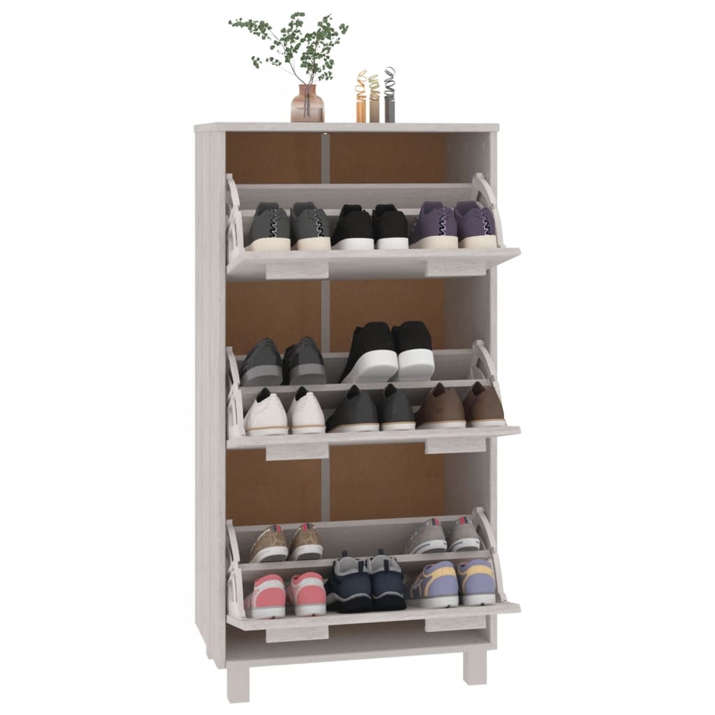 vidaXL Szafka na buty HAMAR, biała, 59,5x35x117 cm, lite sosna
