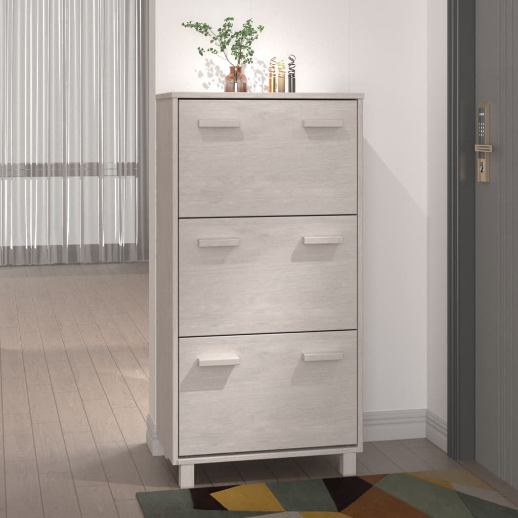 vidaXL Szafka na buty HAMAR, biała, 59,5x35x117 cm, lite sosna