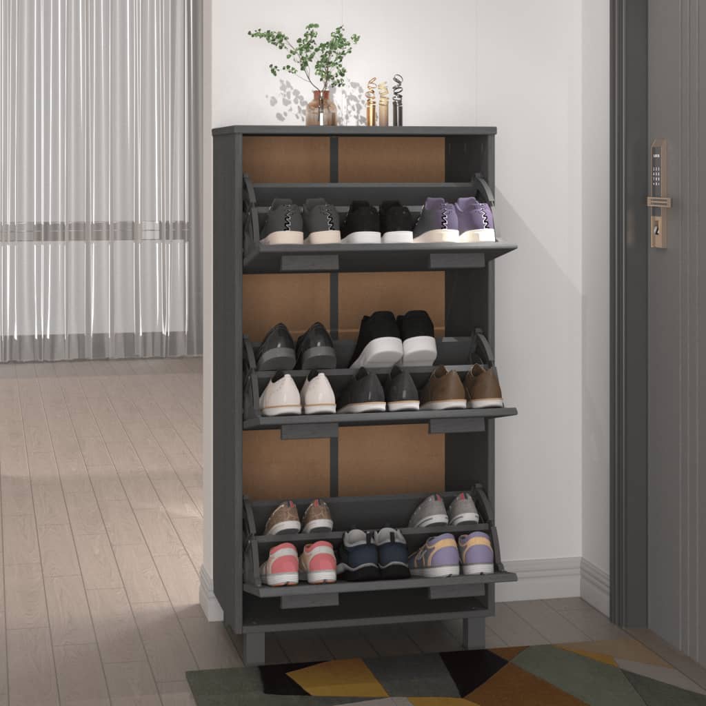vidaXL Szafka na buty HAMAR, ciemnoszara, 59,5x35x117 cm, lita sosna