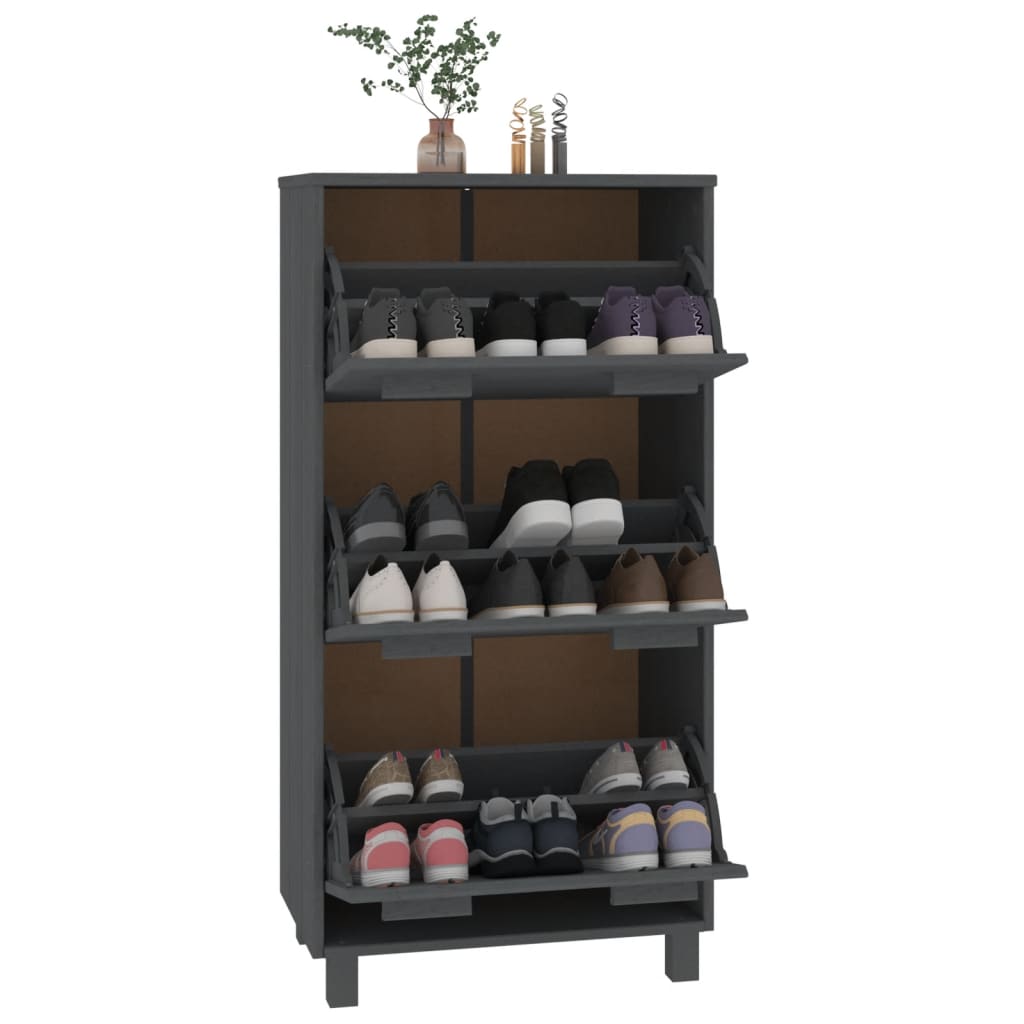 vidaXL Szafka na buty HAMAR, ciemnoszara, 59,5x35x117 cm, lita sosna